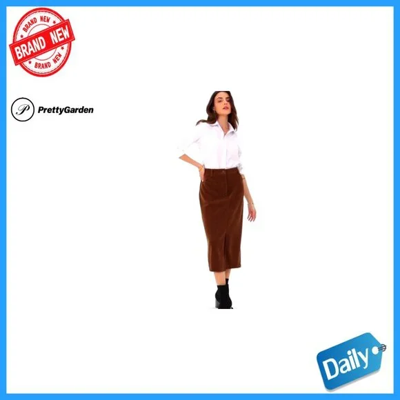 Corduroy Pencil Skirt High Waisted Midi Elegant Work Office Chic Fall Winter